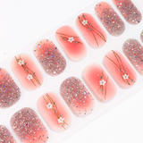 Pink Daisy Golden Gel Nails