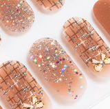 Bows in Tan Gel Nails