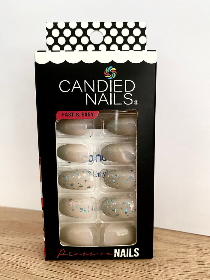 Grey Sparkle Press On Nails