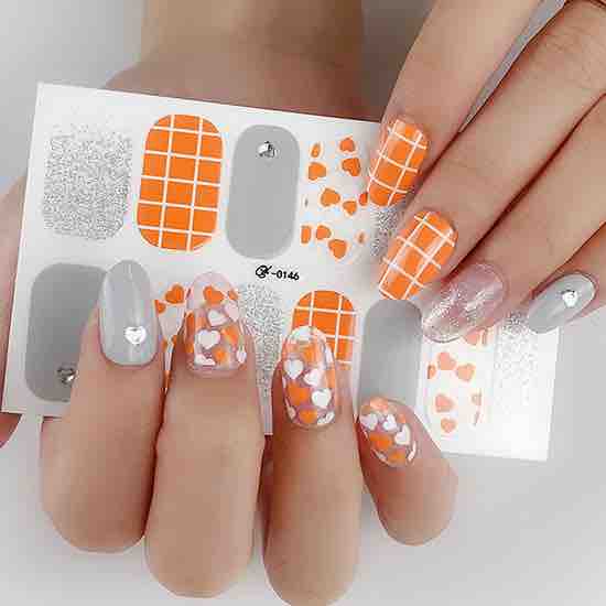 Hearts and Blocks Gel Nail Wraps